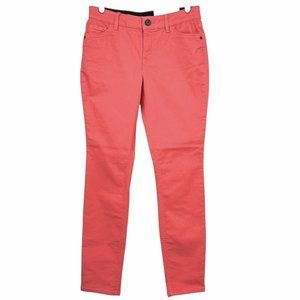 Liz Claiborne Women Pant Size 4 Sara Slim Leg Mid Rise Flexi Waistband Red/Coral
